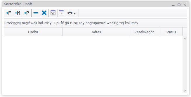 Widok okna kartoteki osób